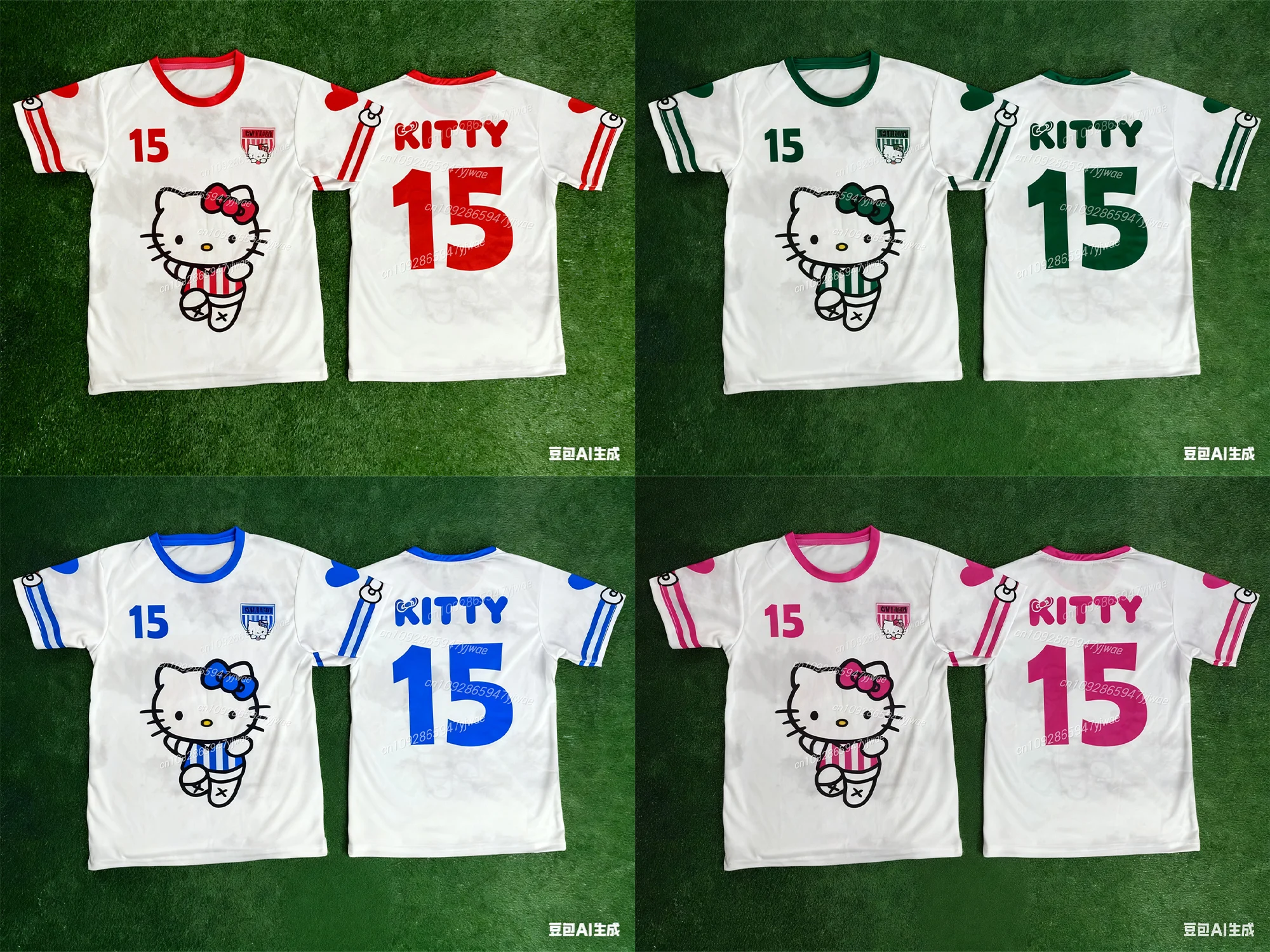 

Kid's HelloKitty Y2k Retro Soccer Jersey Cartoon Graphic Short Sleeved Sports StreetWear Breathable Womens' Casual T-shirt