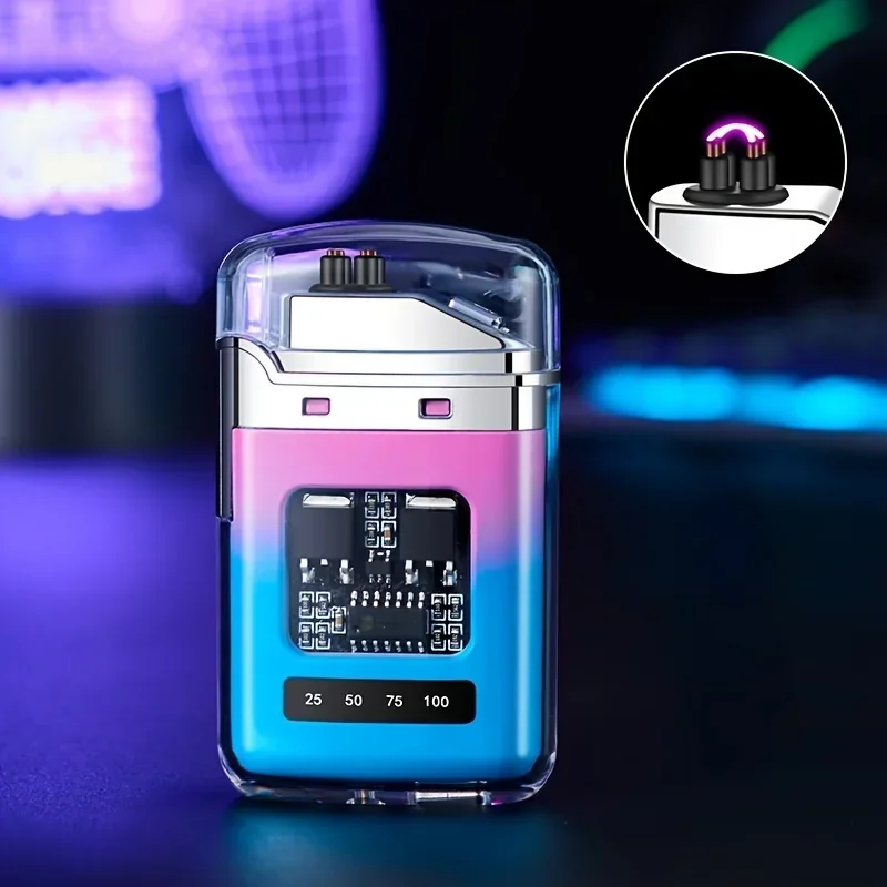 Rechargeable USB Electronic Lighter, Windproof Flameless LED Smart Dual Arc Portable Outdoor Survival Cigarette Lighters  Gifts view 3