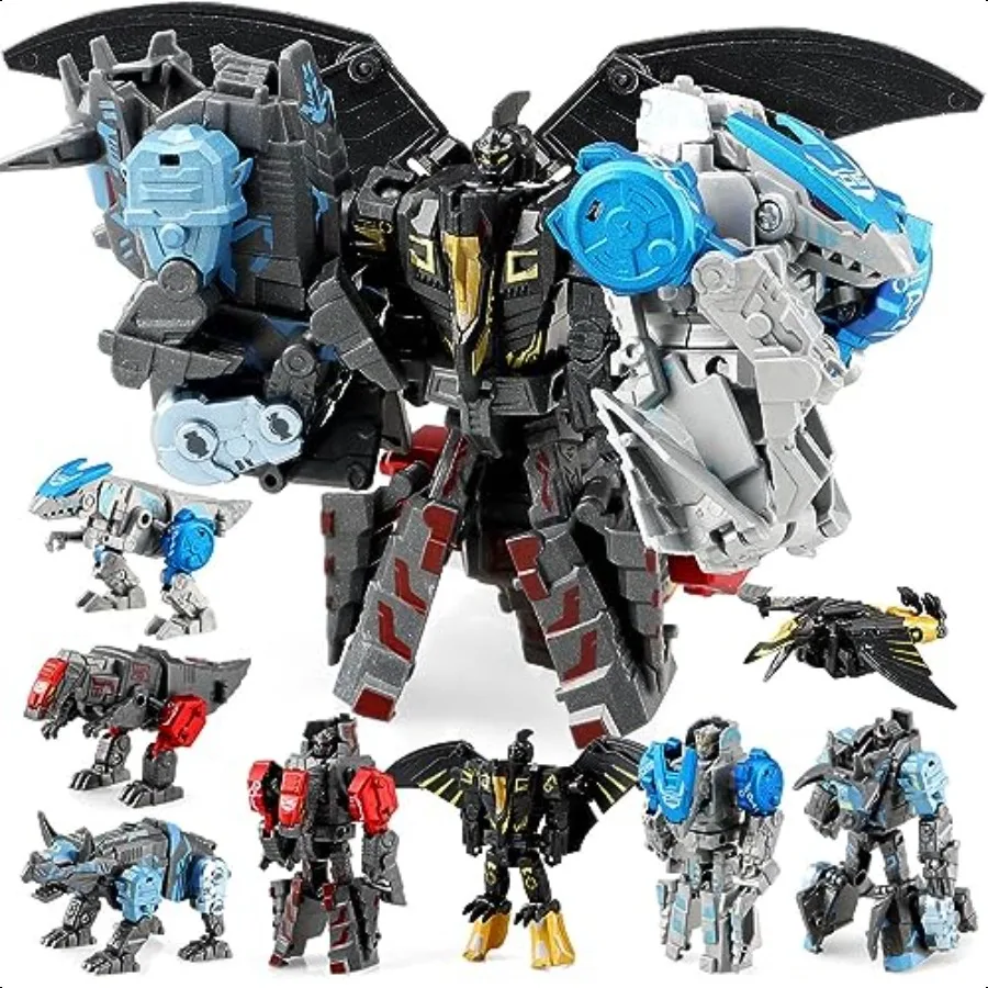 

JONEG Transforming Robot Dinosaur Toys Dinosaur Toys 4in1 STEM Toy Dinosaur Transform to Robot 11 Shapes Transforming Birthday