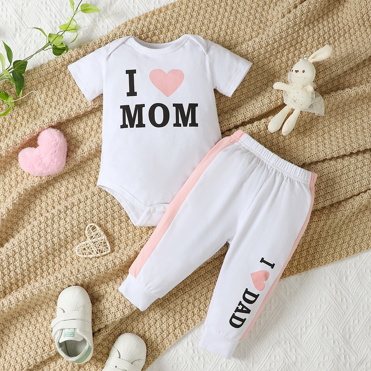 

3 -24 Months Baby Clothes Set for Kid Girls Cute Letter Print Short Sleeve Long Top Pants Newborn Fashion Toddler Suit Outfit