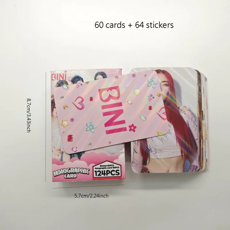 

60A card+64Sticker BINIEthnic style girl greeting card，Aurora Laser Card Exclusive HologramLOMOGreeting Card，Contains fan-exclus