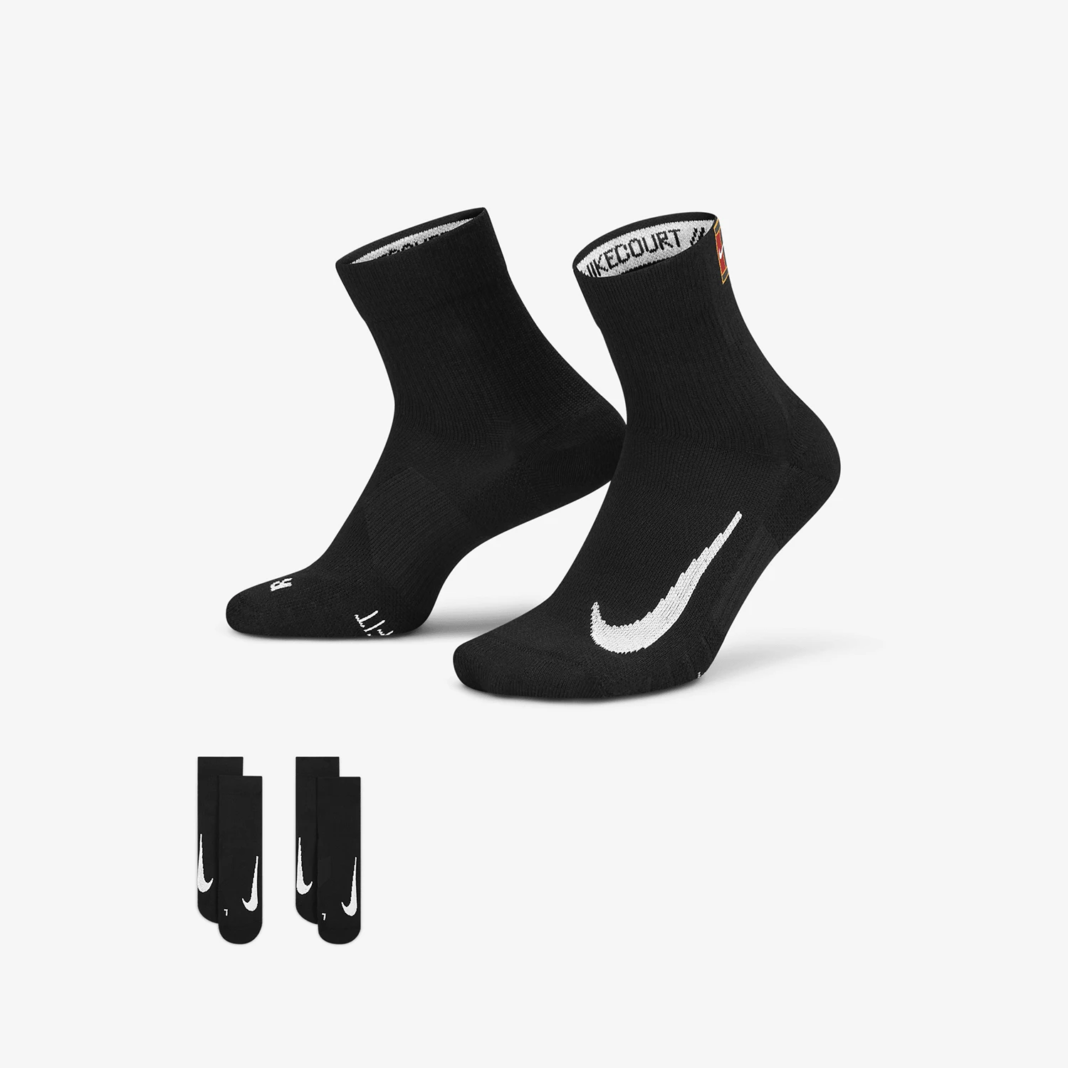 Nike Authentic New Men's and Women's Tennis Short Socks, Two Pair Set CU1309-010