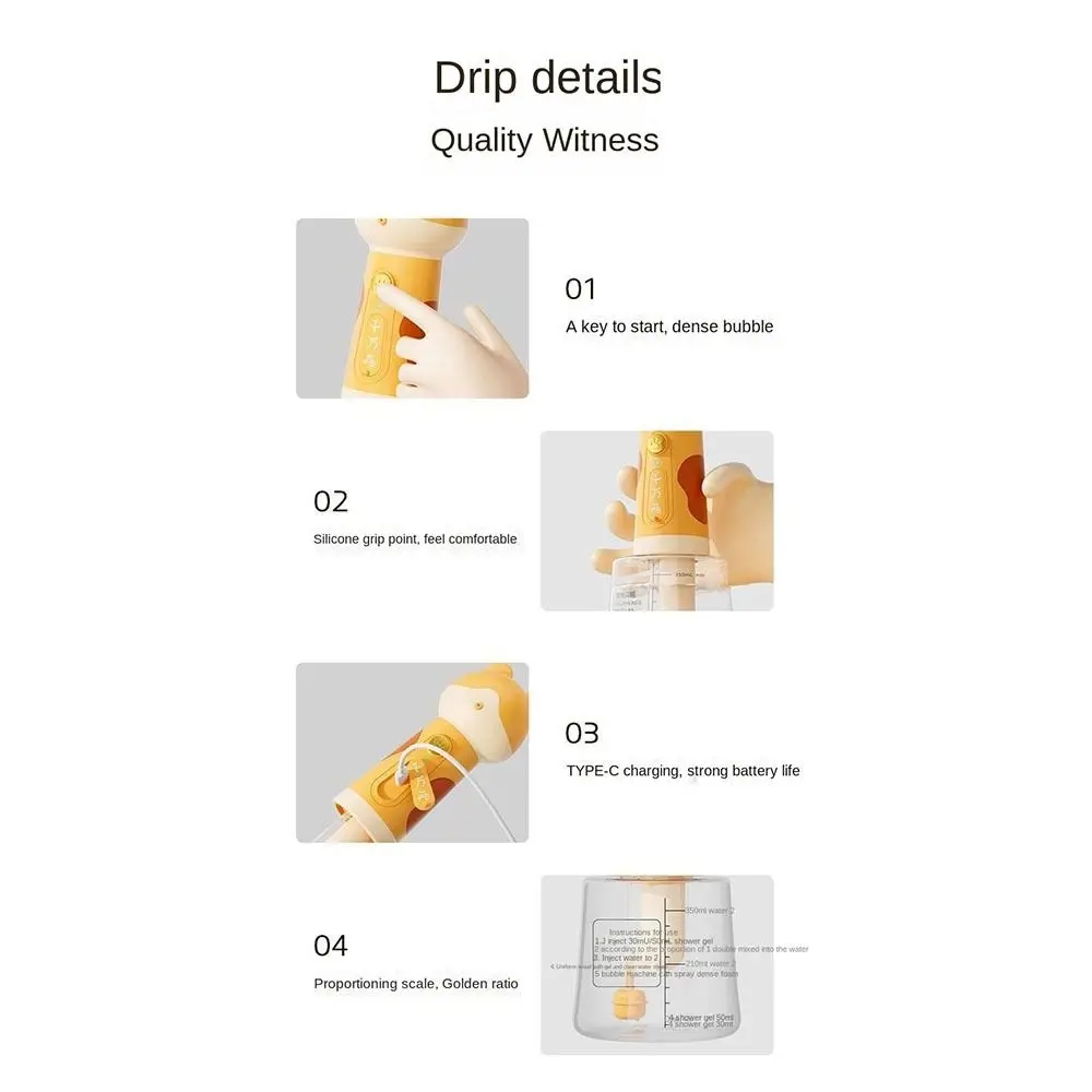 

USB Charging Dog Cleaning Bathing Automatic Soap Dispenser Handhold Electric Foam Machine Waterproof One Button Bubble