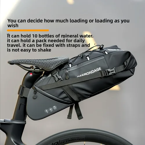 Imagen 2 del producto Alforja de bicicleta OFFBONDAGE, impermeable, 15L, bolsa de bicicleta de gran capacidad, bolsa trasera de ciclismo, bolsa trasera plegable para bicicleta de montaña, equipaje de carretera
