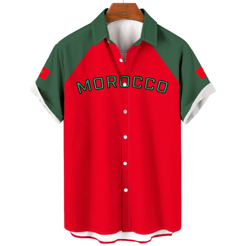 Morocco Brazil National Flag 3D Print Shirts Men Women Casual Fashion Oversized Short Sleeve Shirt Male Tops Blouse Man Clothing