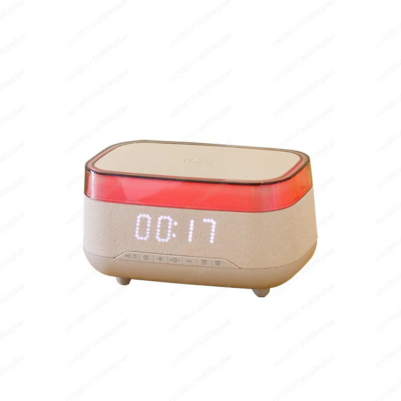 

2023 new multi-function wireless fast charging colorful alarm clock bluetooth speaker ambient light bedroom bedside night light