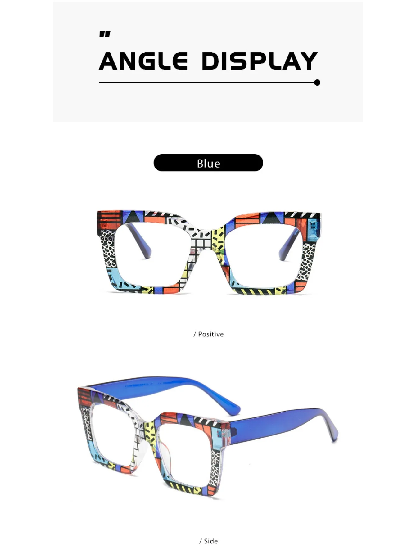 Modische, bunte Streifen-Übergröße-Brille, stilvolle Markendesign-Brille, personalisiertes quadratisches Dekor, schicker Rahmen für Damen – Detail 13