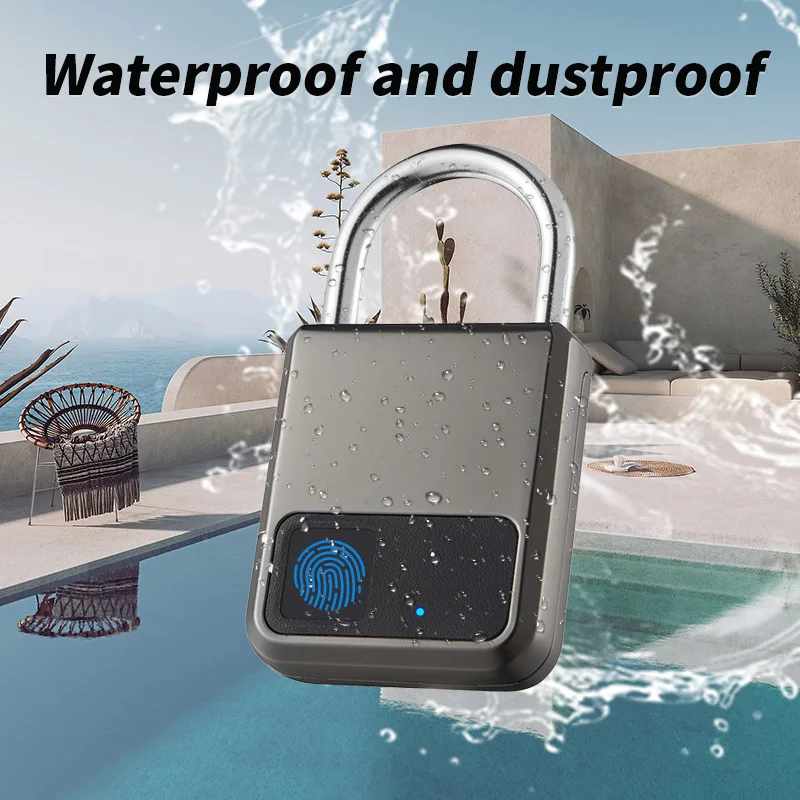 

Fingerprint Lock Smart Padlock Waterproof Door Lock 0.2sec Unlock Portable Anti-theft Padlock Zinc Keyless USB Charging