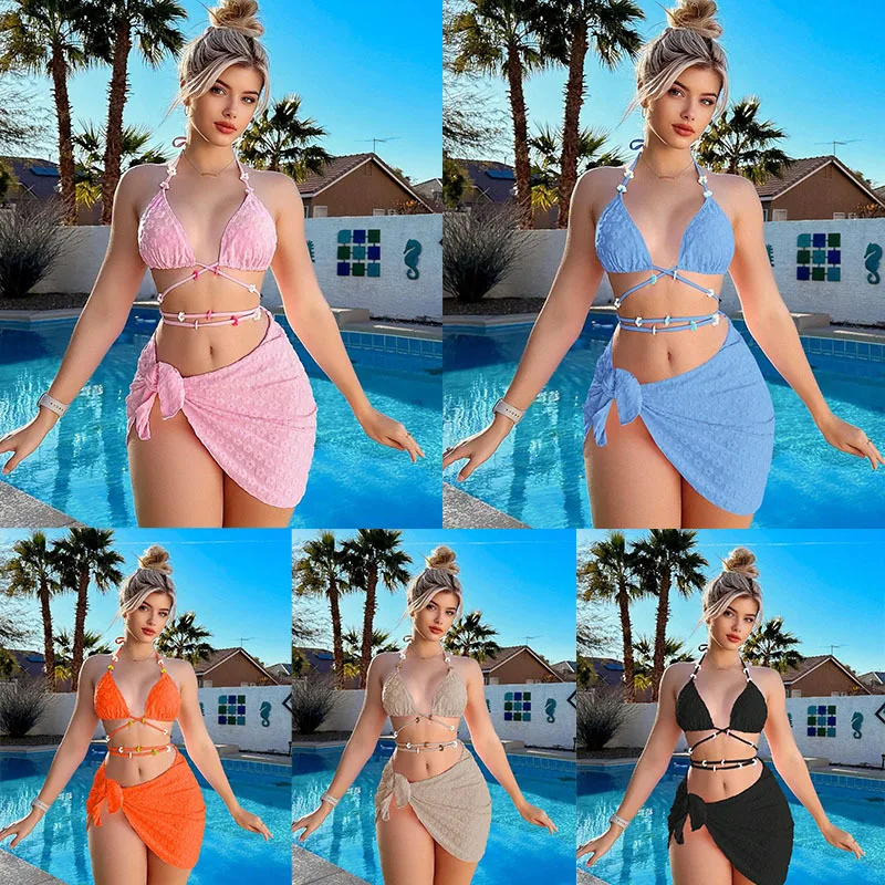 

Sexy bikini three-piece swimsuit women's bikini split swimsuit 2025 new