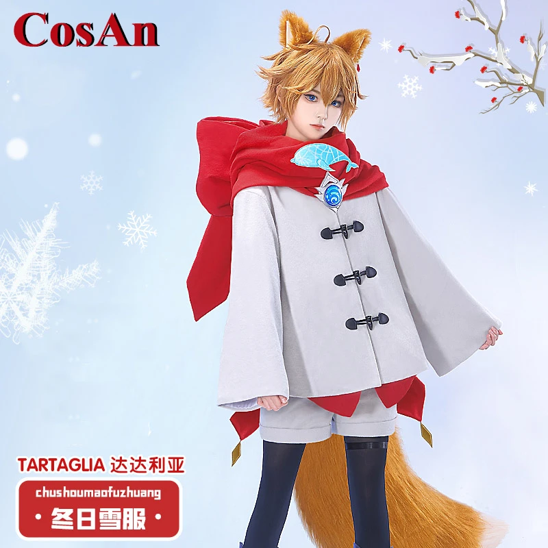 

CosAn Game Genshin Impact Tartaglia Cosplay Costume Lovely The Winter Snow Suit Uniform Activity Party Role Play Clothing