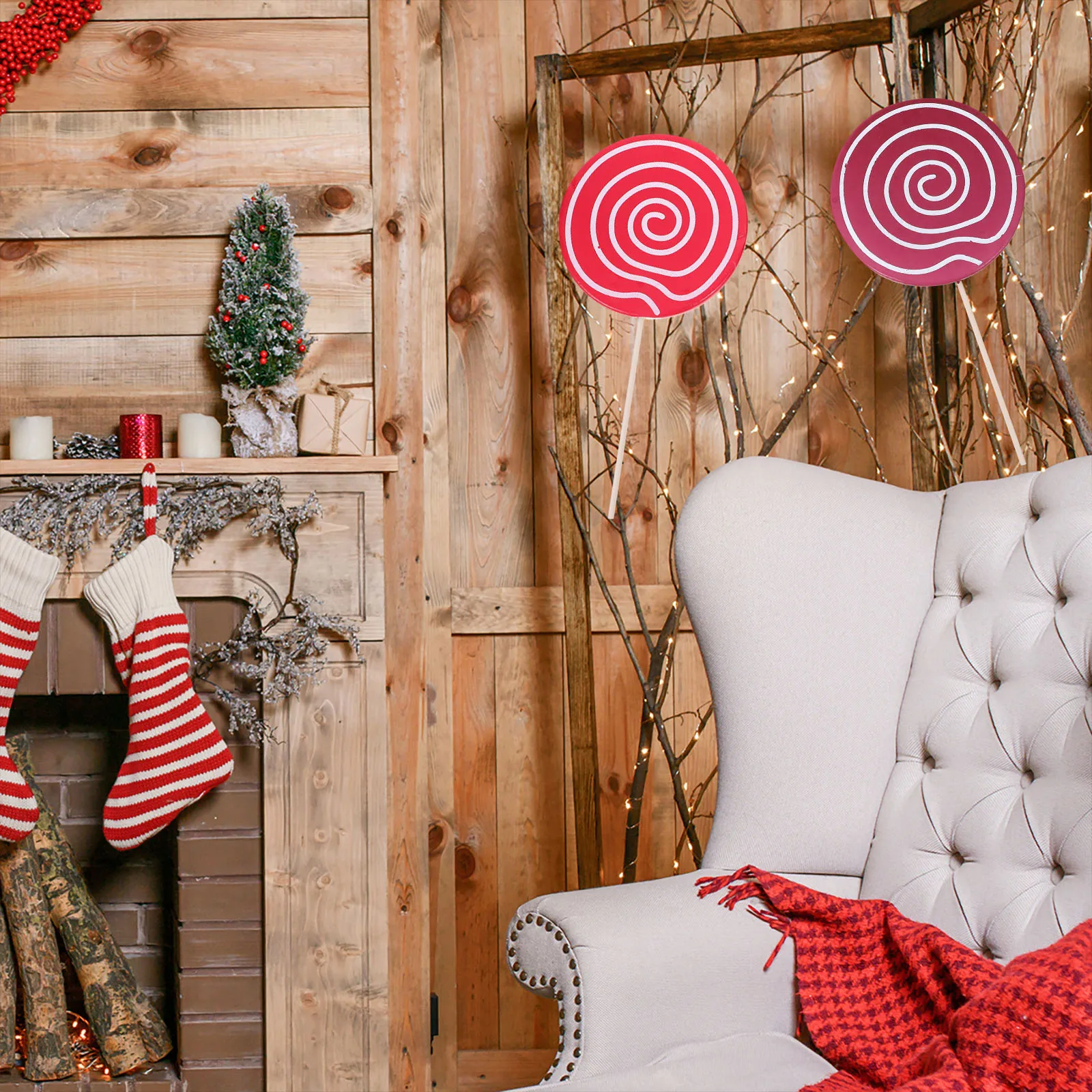 

2Pcs Fake Lollipop Prop Large Candy Decoration Christmas Party Supplies Photo Props Decorative Candy Ornament Fake Lollipop