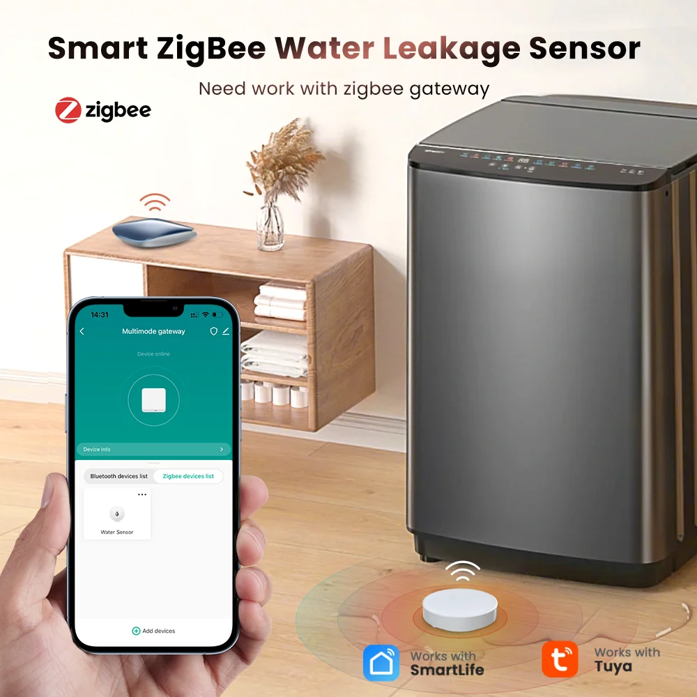 AVATTO ZigBee Water Sensor Leakage Alarm Flood Leak Detector Smart Life APP Remote Control Smart Home Security Protection