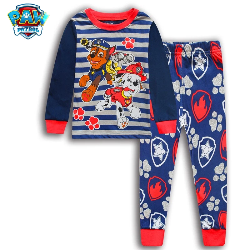 New Paw Patrol Pajamas Set Thin Long Sleeved Mashall Chase Rubble Patrulla Children Clothes Kids Sleepwear Spring Nightwear