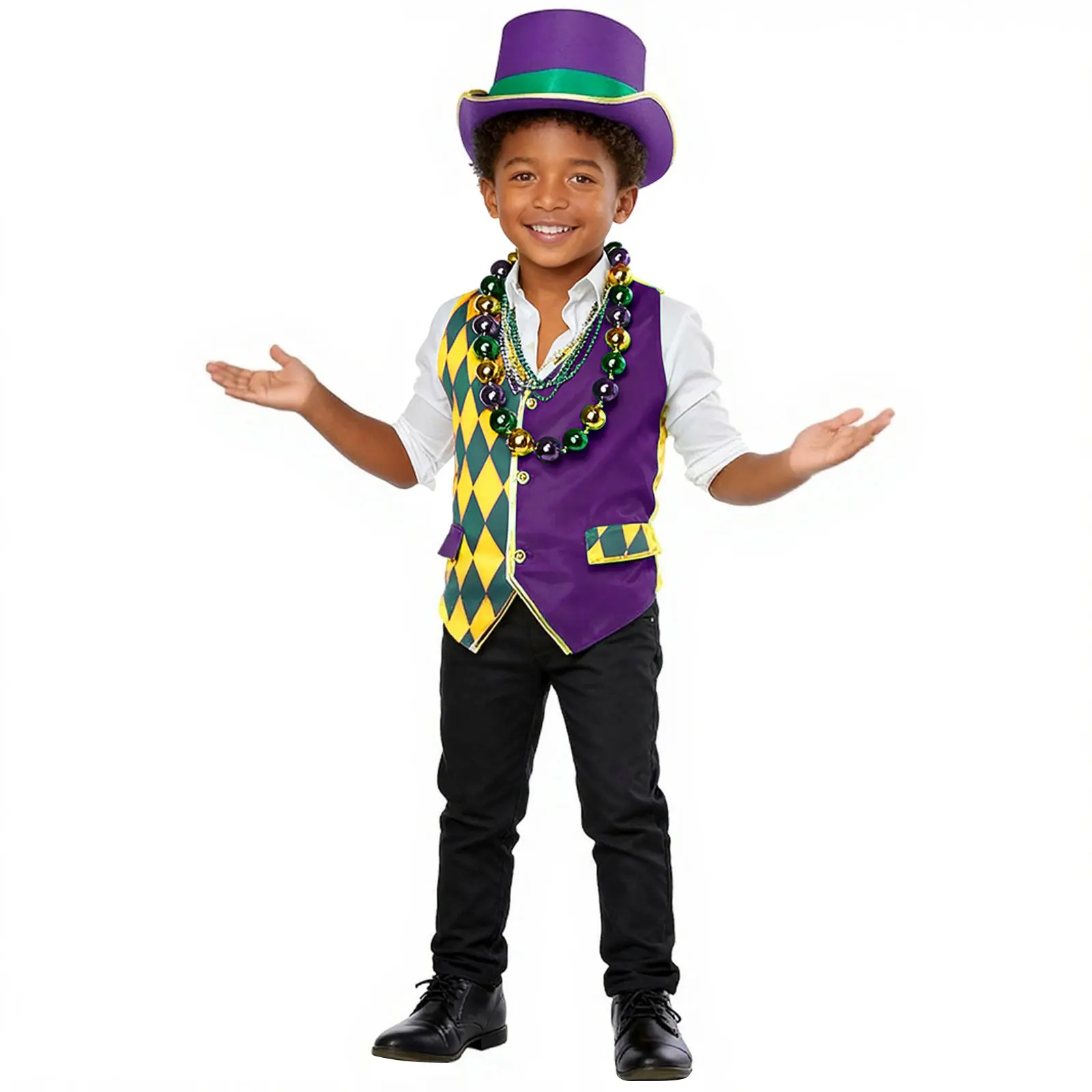 

Kids Magician Costume Set for Boys Carnival Party Role Play Outfit with Top Hat Wand Prop Children's Cosplay Fancy Dress Costume