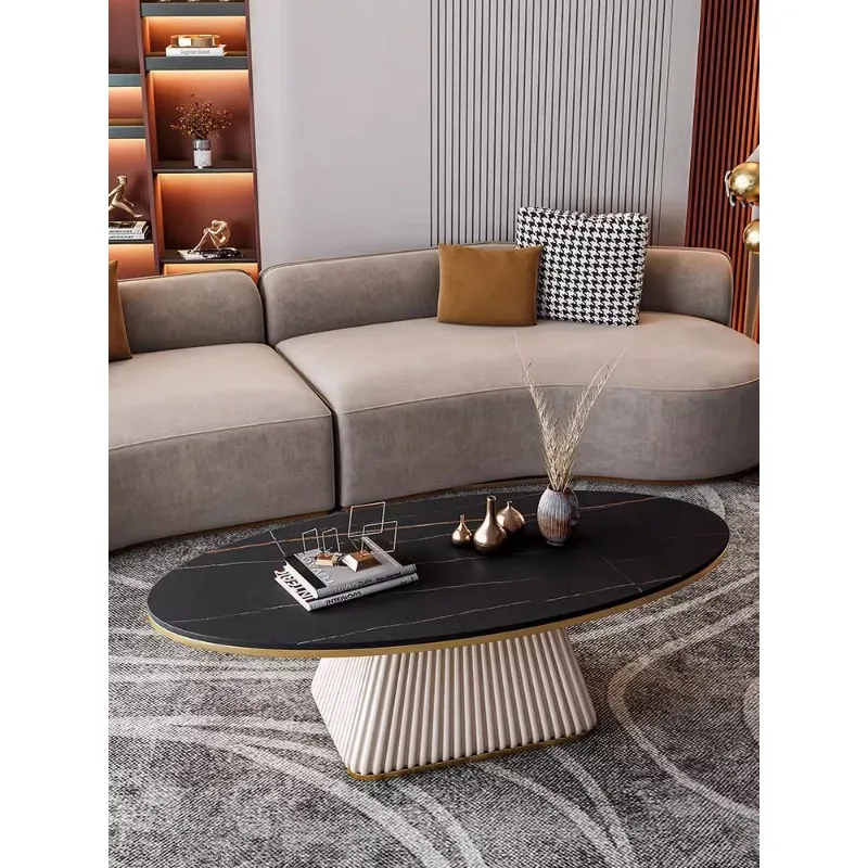 Light luxury model room coffee table designer minimalist modern living room small apartment household oval rock plate coffee tab