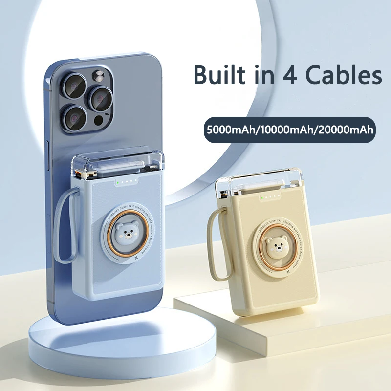 باور بنك صغير مع كابلات مدمجة ، شاحن محمول ، باور بنك لأيفون 15 ، 13 ، S23 ، S22 ، هواوي ، شاومى ، شاومى ، مللي أمبير #3