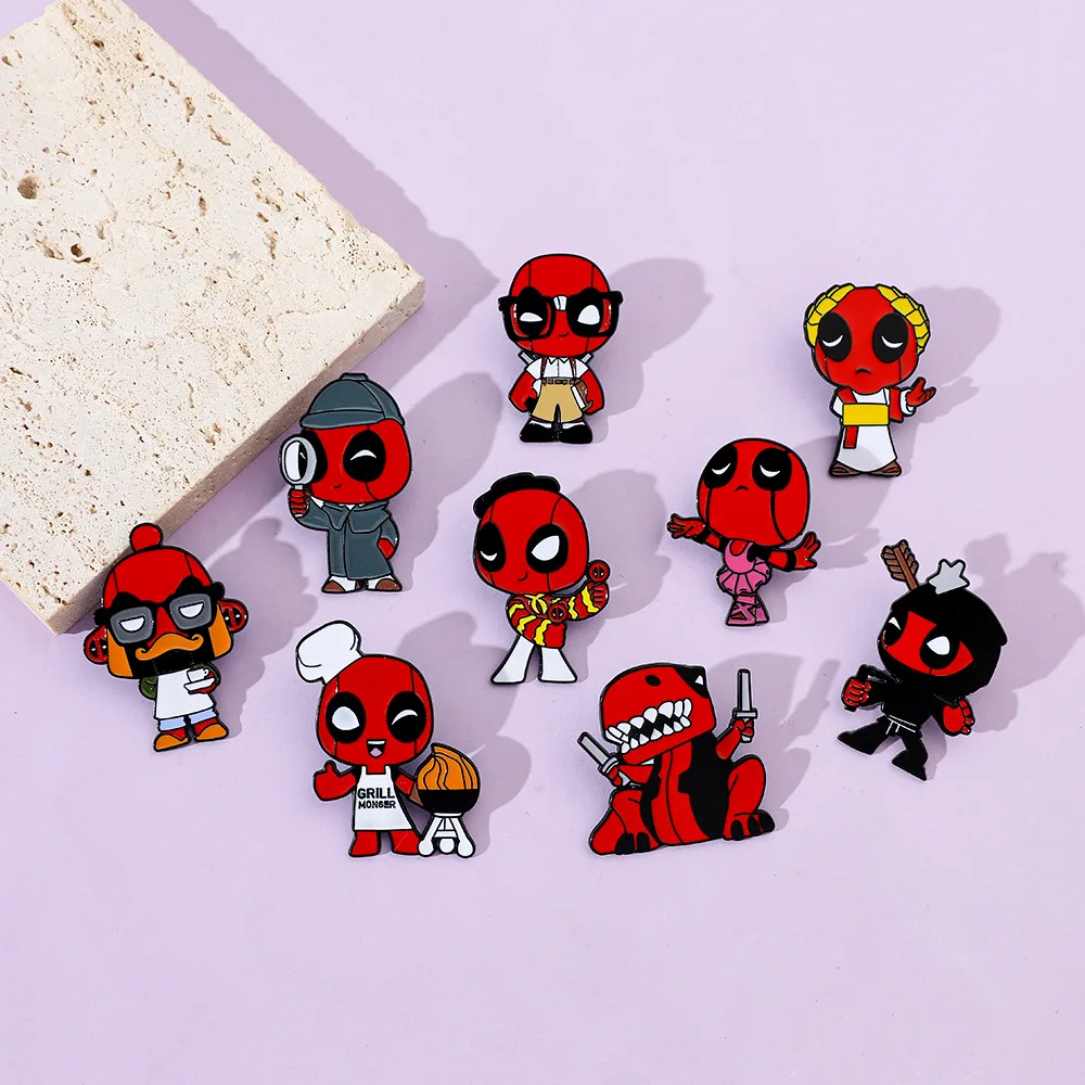 Disney Anime Cartoon Brooch Creative Cute Deadpool Trend Dressing Enamel Pin Metal Badge Jewelry Clothing Backpack Accessories