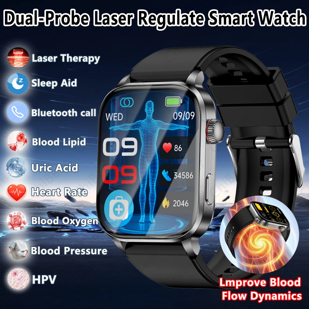 

Новые смарт-часы 2026 года с лазерной терапией для мужчин: мониторинг температуры, артериального давления, уровня кислорода в крови, частоты сердечных сокращений, HPV.