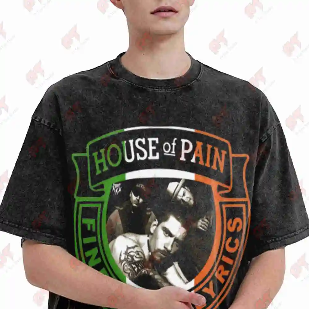 House Of Pain Jump Around Fine Malt Lyrics Hip-Hop Vintage Washed Tee Pure Cotton T-Shirt