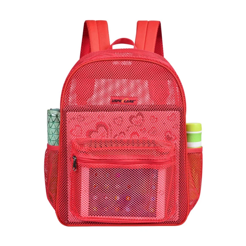 

Lightweight Clear Mesh Backpack Travel Durable Travel School Double Shoulder Bag Fashion Casual Rucksack For Boys Girls Adults