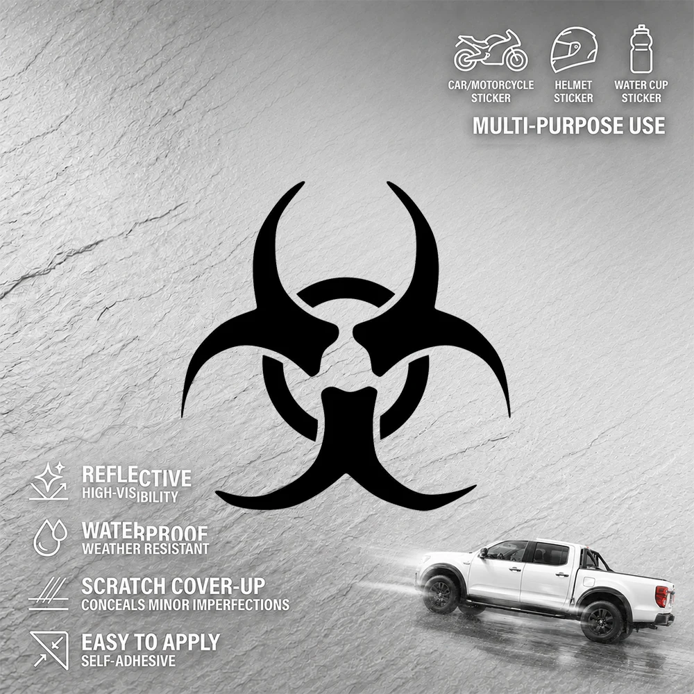 Black Biohazard Vinyl Decal Sticker Car Bike Auto Bumper Trunk Warning Symbol Adventure Outdoor Graphic