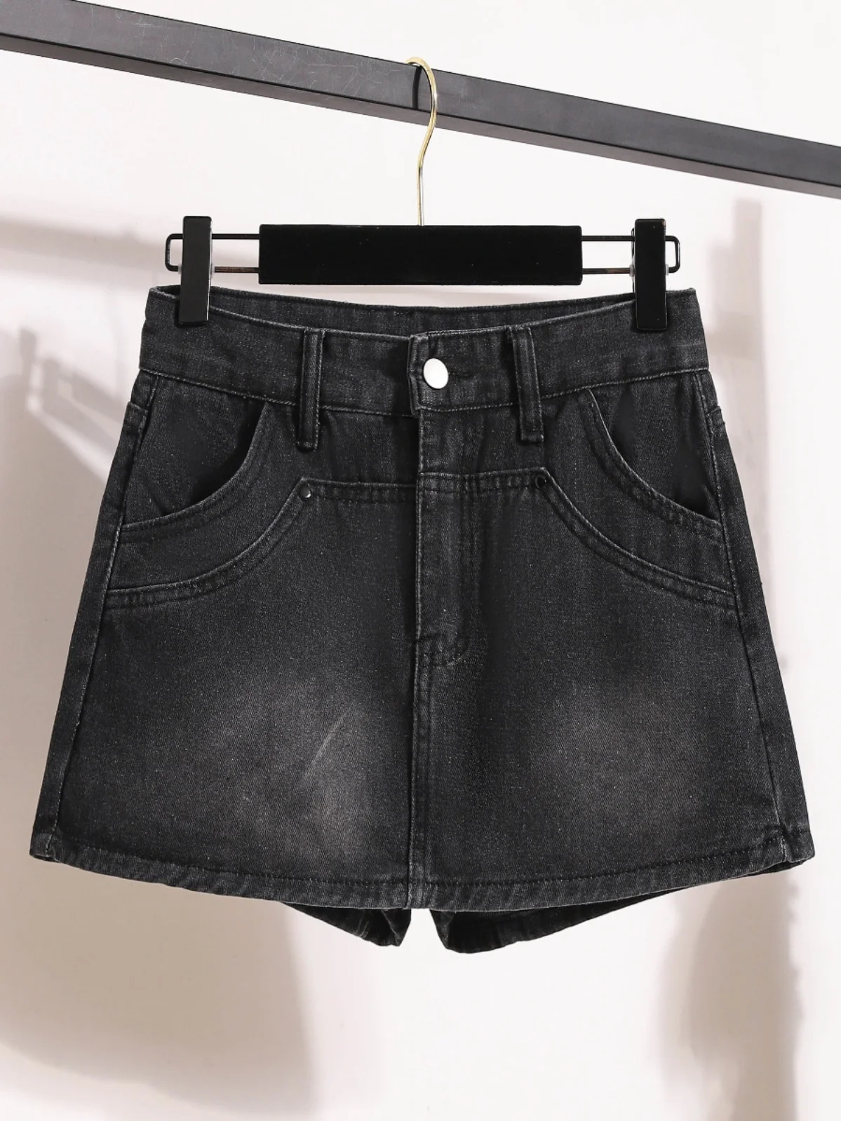 

plus Size Women's High Waist Denim Skirt Bla Summer A-Line Skirt Belly Covering Slimming ort Skirt for Heavy Girls