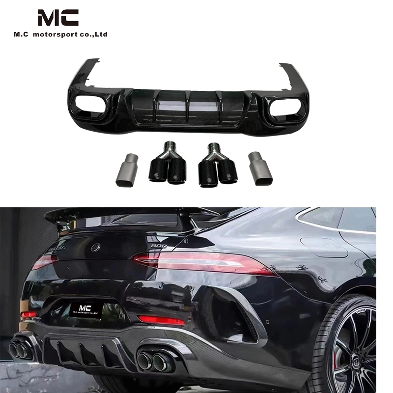 

B Style Carbon Fiber Rear Diffuser For Benz AMG GT53 GT63 2019-2022 Carbon Difufser with exhasut tips
