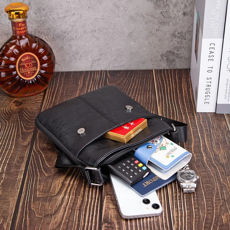 Men's Leather Messenger Bag Shoulder Crossbody Backpack Bags Purse for Women Vintage Anti-Theft Waterproof Casual Sling Bags
