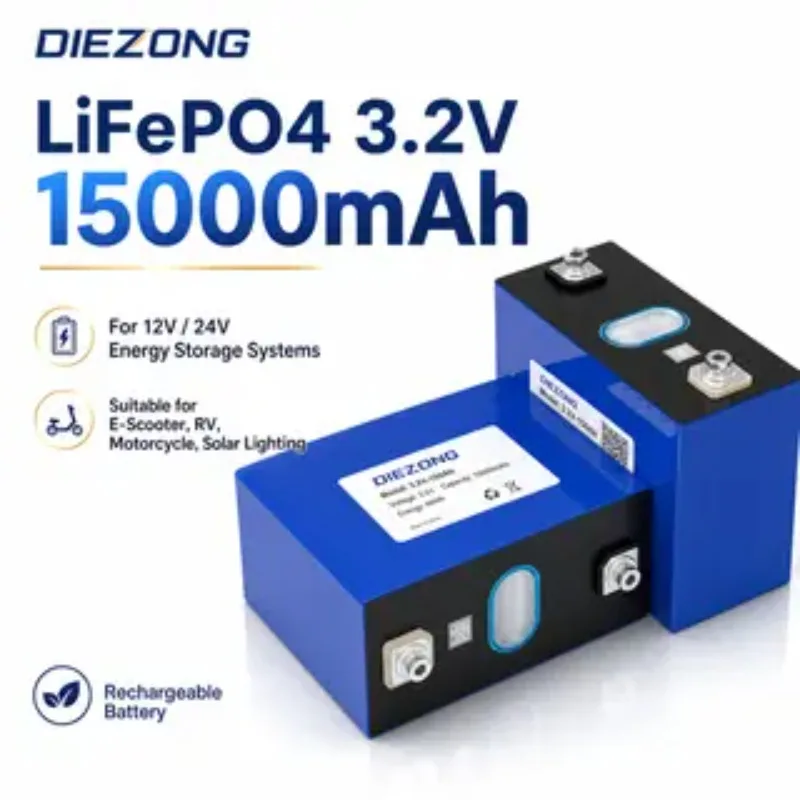 Batería LiFePO4 3.2V 150AH Grado A para Sistemas de Almacenamiento de Energía Solar de 12V 24V 4S, E-scooter, RV, Motocicleta, L