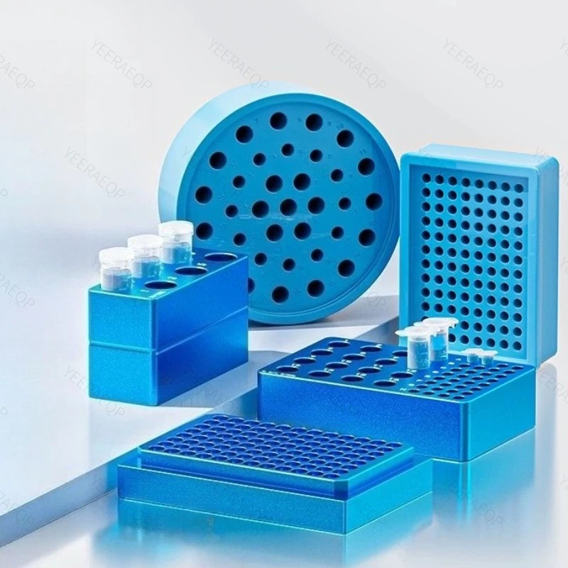 PCR Low-Temperature Cooling Rack, Pre-Cooled Aluminum Ice Box, Compatible with 0.1/0.2/1.5/2 mL Centrifuge Tubes, PCR Tube Rack