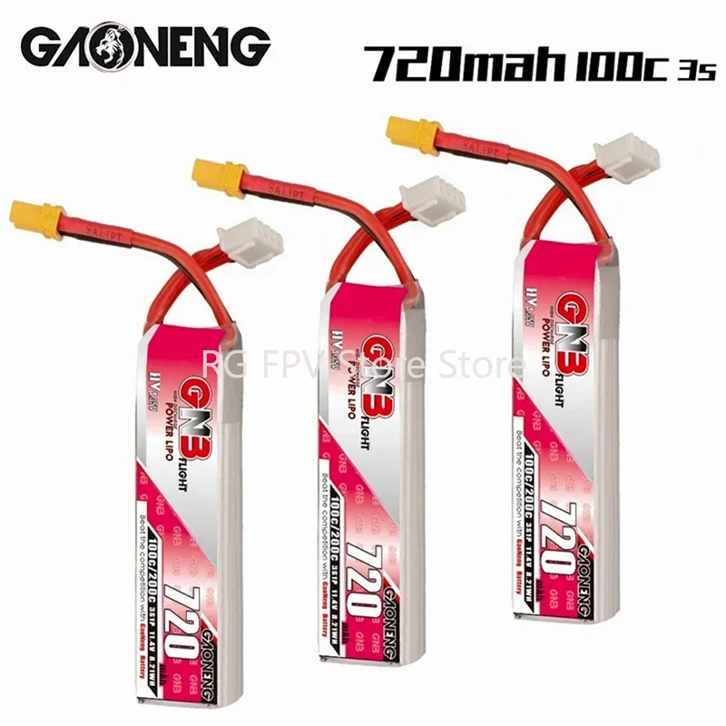 1/3/5/8PCS GAONENG GNB 3S 720mAh HV Lipo Battery MAX 100C/200C For RC Tinywhoop FPV Frame Kit Racing Drone With XT30U-F Plug