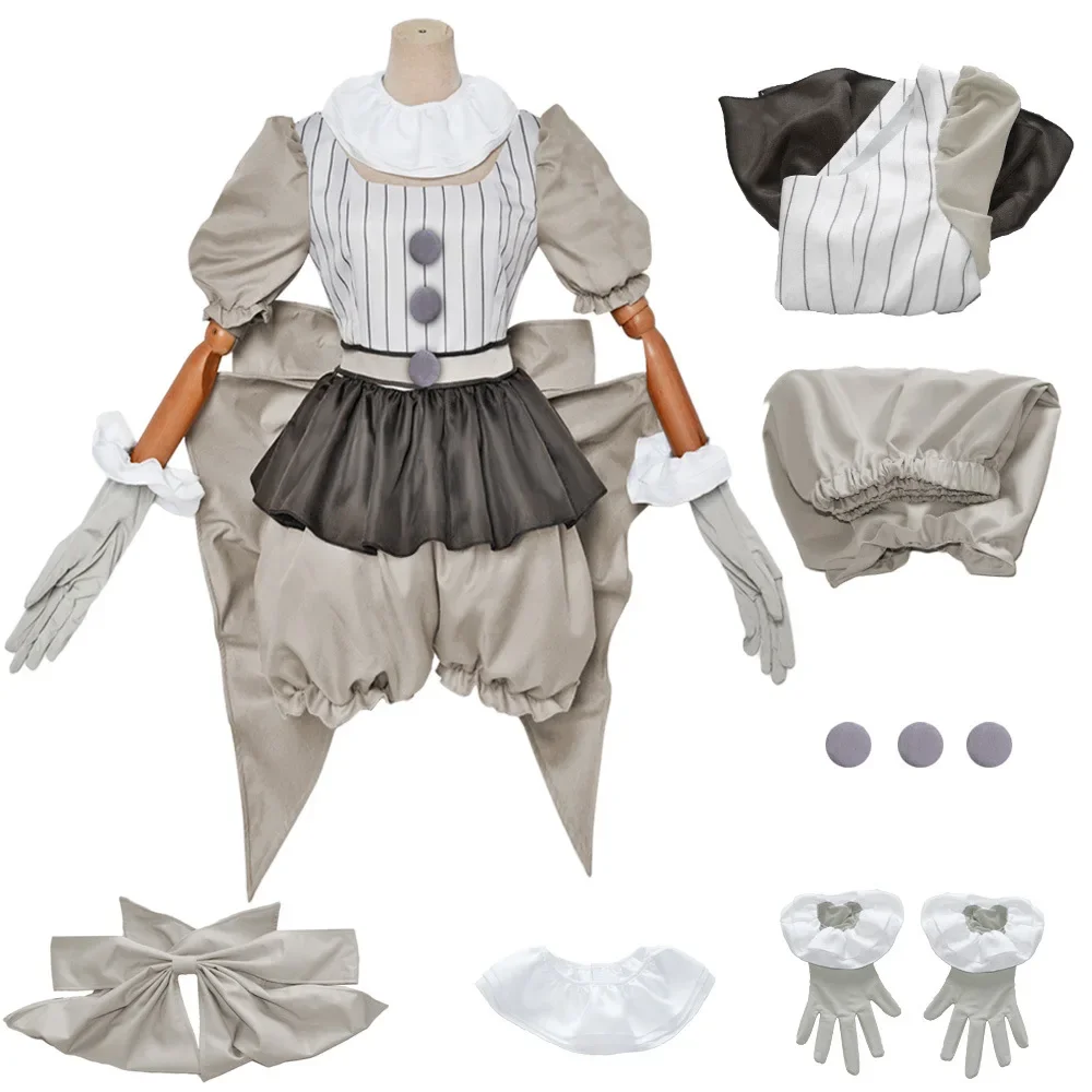 Filme palhaço pennywise cosplay traje genderswap horror lolita vestir-se feminino vestido de halloween carnaval festa conjunto completo