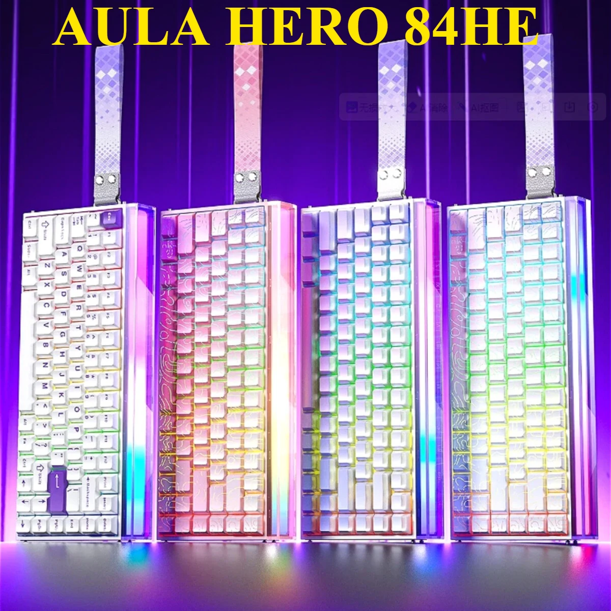 AULA HERO 84HE Mechanische Tastatur Magnetschalter 8KHZ 0,01mm RT Hot Swap Carbon Fiber RGB Anpassen