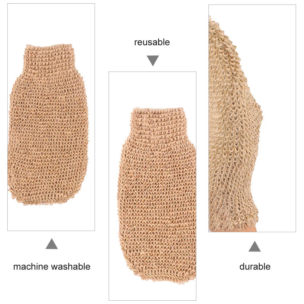 2 قطعة قفازات حمام التقشير رامي الجوت سنفرة الجسم قفاز لإزالة الجلد الميت تنظيف عميق قابلة لإعادة الاستخدام دائم قابل للغسل فرشاة للجسم