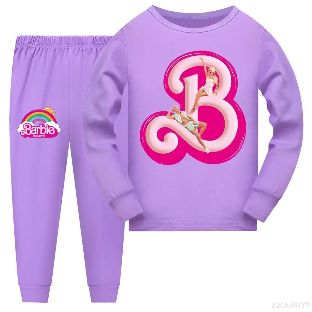 Boys Girls Pajama Sets Long-sleeves Cotton Set Sleepwear Children Christmas Nightwear Cartoon Barbie Pyjamas For Kids