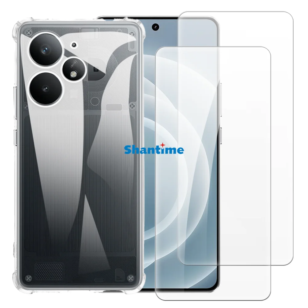 

Мягкий чехол + комплект из 2 защитных пленок из закаленного стекла для OPPO Realme Neo 7 Turbo 5G RMX5062, полная защита тела