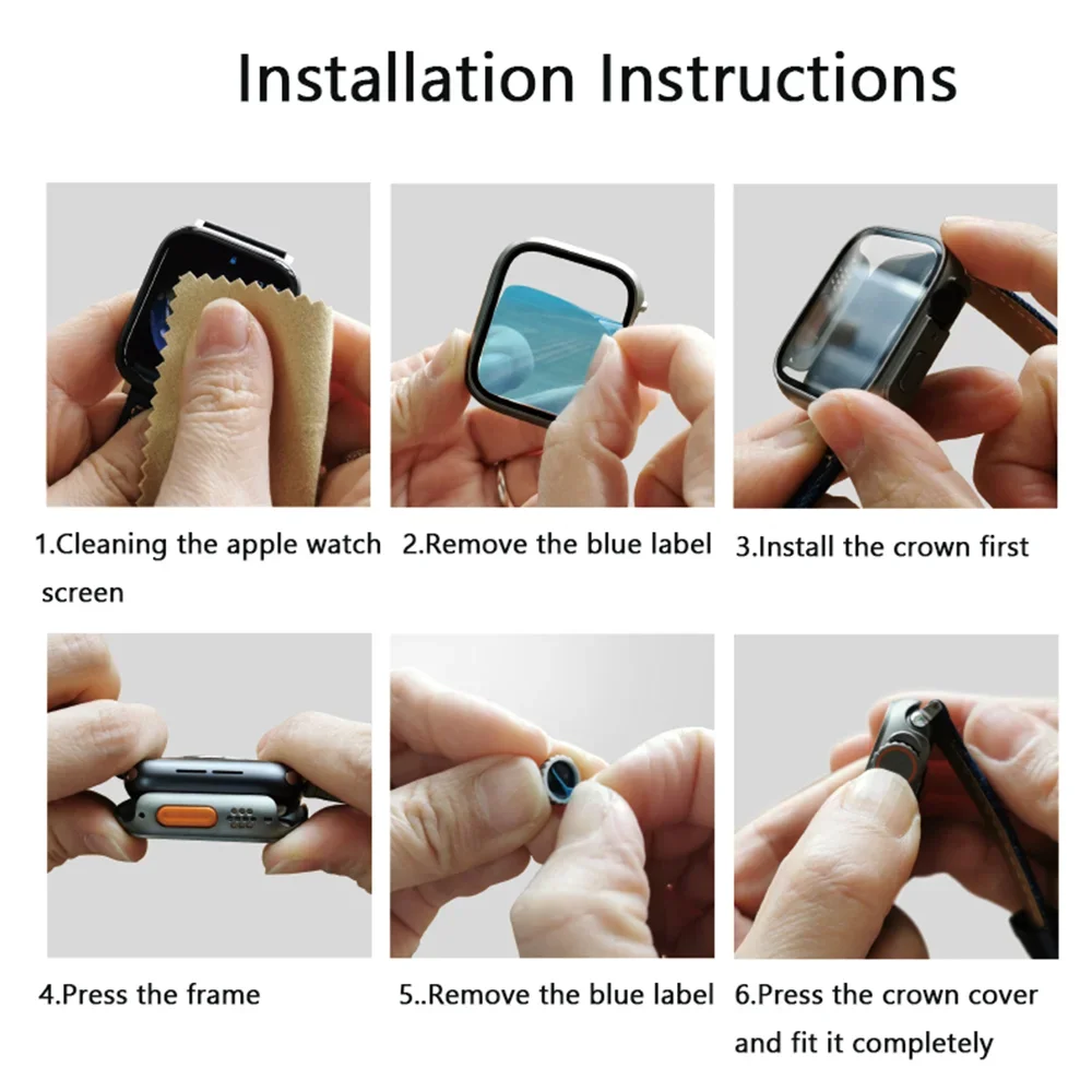 Apple Watch用カバー、ガラスの外観、アップグレード、ウルトラ2、iwatchシリーズ9、8、7、se、6、5、4、3、45mm、41mm 44mm, 40mm, 42mm, 38mm