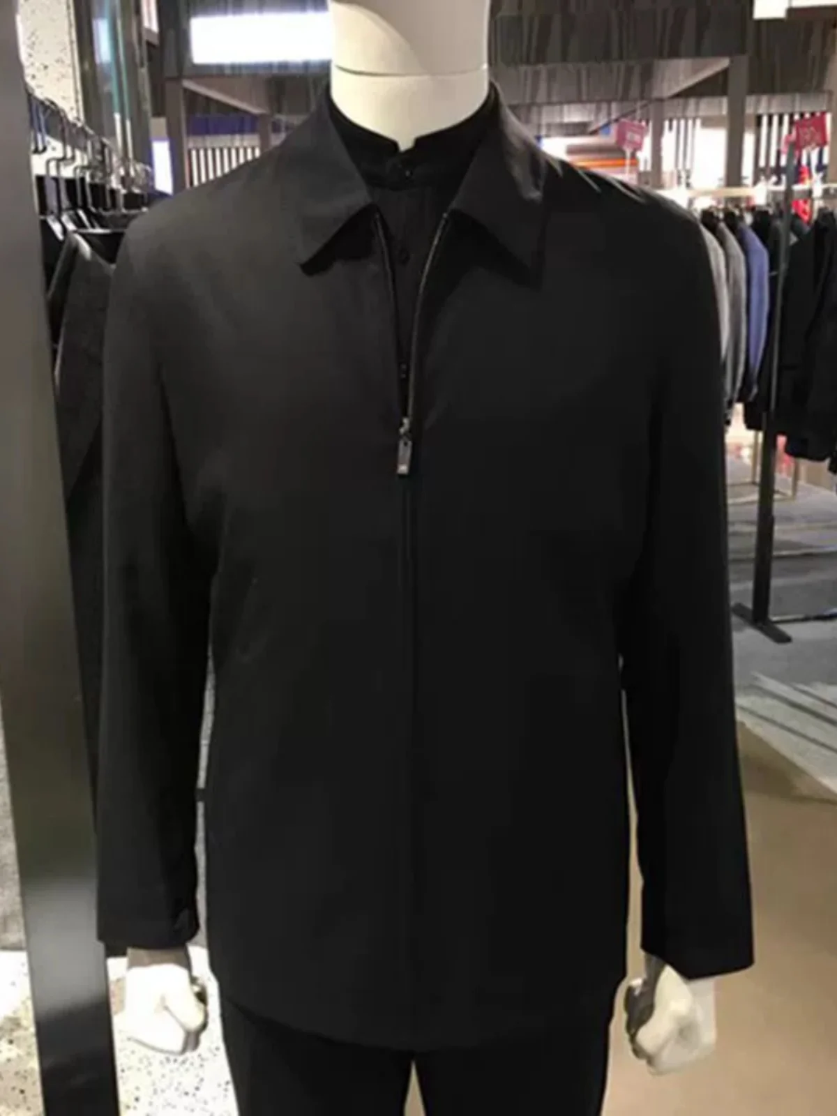 

Busin Casual Men's Woolen Jaet Bla Lapel Zipper Precision Spun Wool Adstrative Sle Versatile Autumn Outerwear