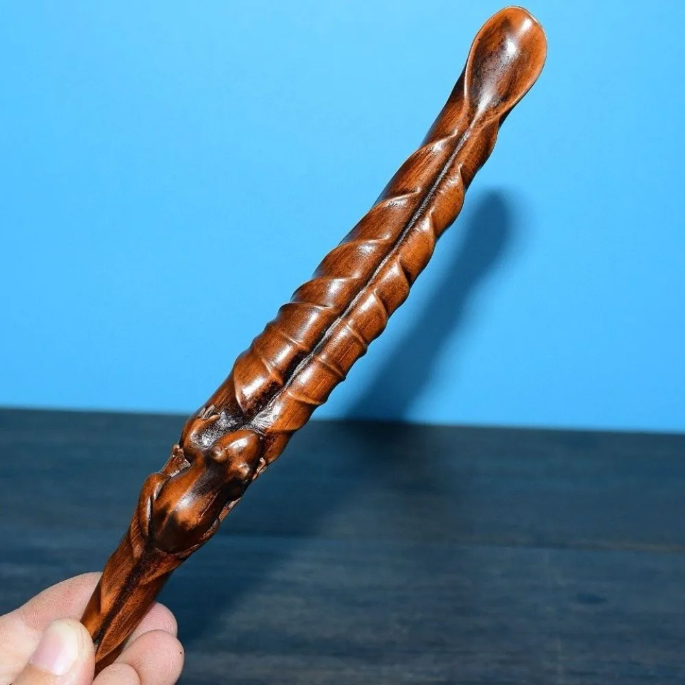Antique Collection: Boxwood Frog Tea Spoon Handheld Ornament, Home Decor Piece