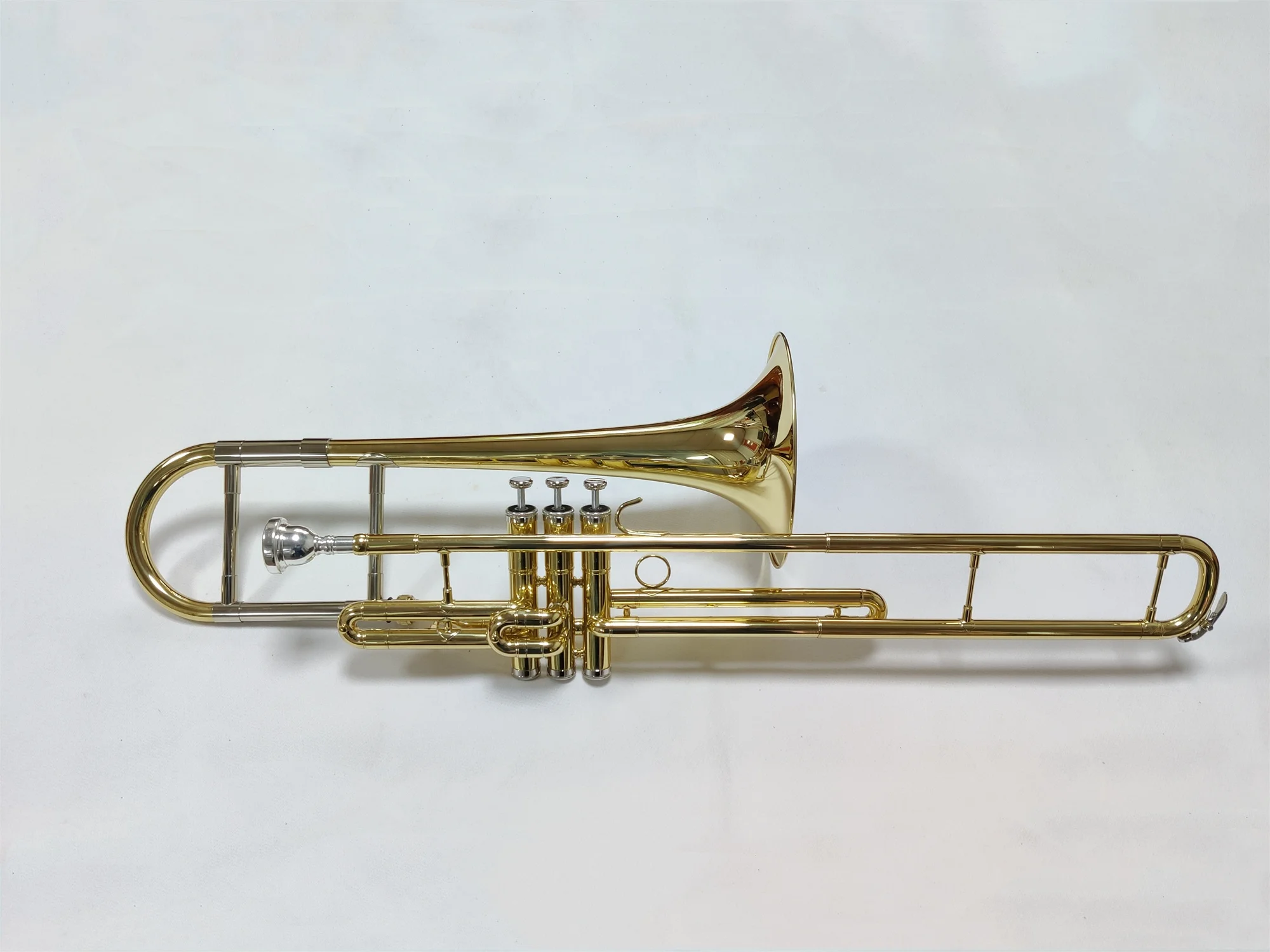 Popular Grade Gold Lacquer Brass Slide Sleeve and Bell  Piston Valves Trombone