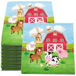 Farm Animals Paper Napkins Farm Dessert Napkins Disposable Paper Napkin Baby Shower Party Decor Farm Themed Birthday Supplies