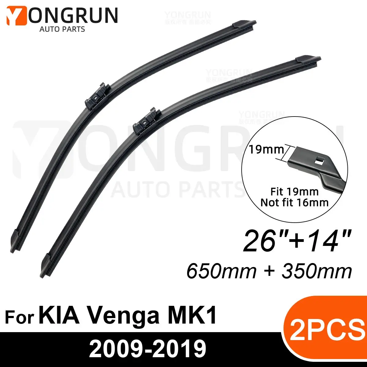 

Front Wipers For KIA Venga MK1 2009-2019 Wiper Blade Rubber 26"+14" Car Windshield Windscreen Accessories 2015 2016 2017 2018