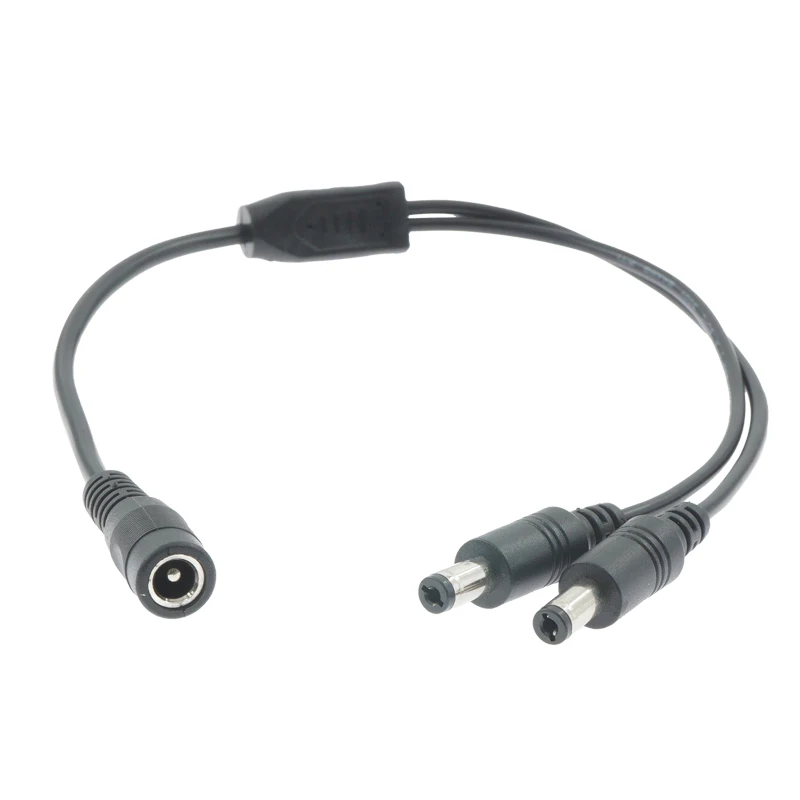 

12V DC power 5.5 x 2.1mm/ 5.5*2.5mm Cable 1 female to 2 male way in 1 Y Splitter connector plug CCTV cord LED Jack camera Supply