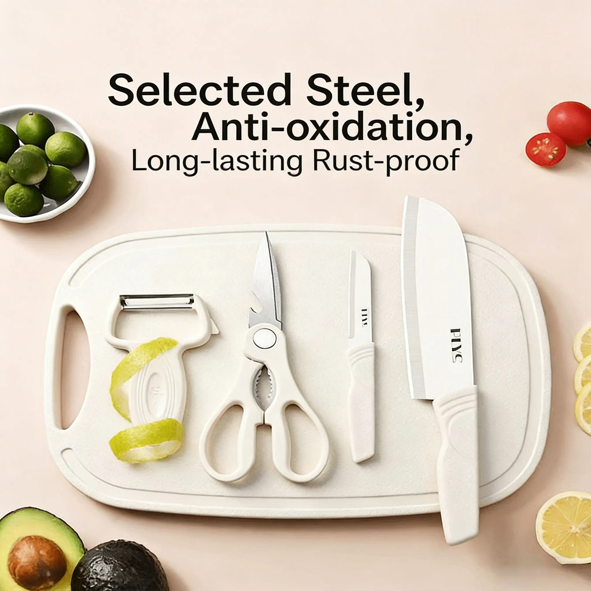 Newly Generation Portable Travel Cutting Board Set - 12 Pcs Travel Kit with Stainless Steel Knife, Utensils, Peeler & Scissors