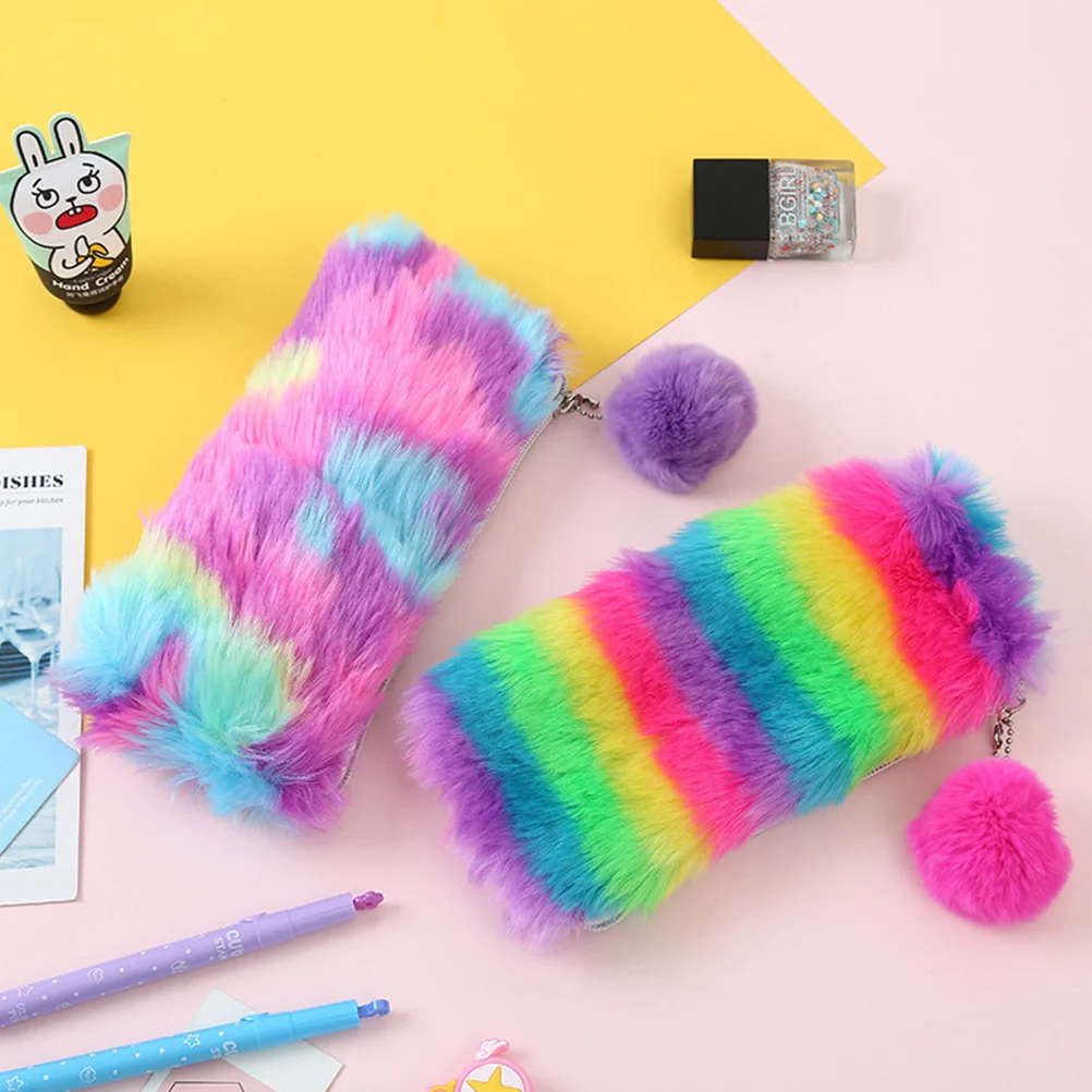 Tęczowy piórnik, uroczy kosmetyczka, kawaii organizer na artykuły piśmiennicze, przenośna saszetka, mała torebka studencka, podróż, nauka.