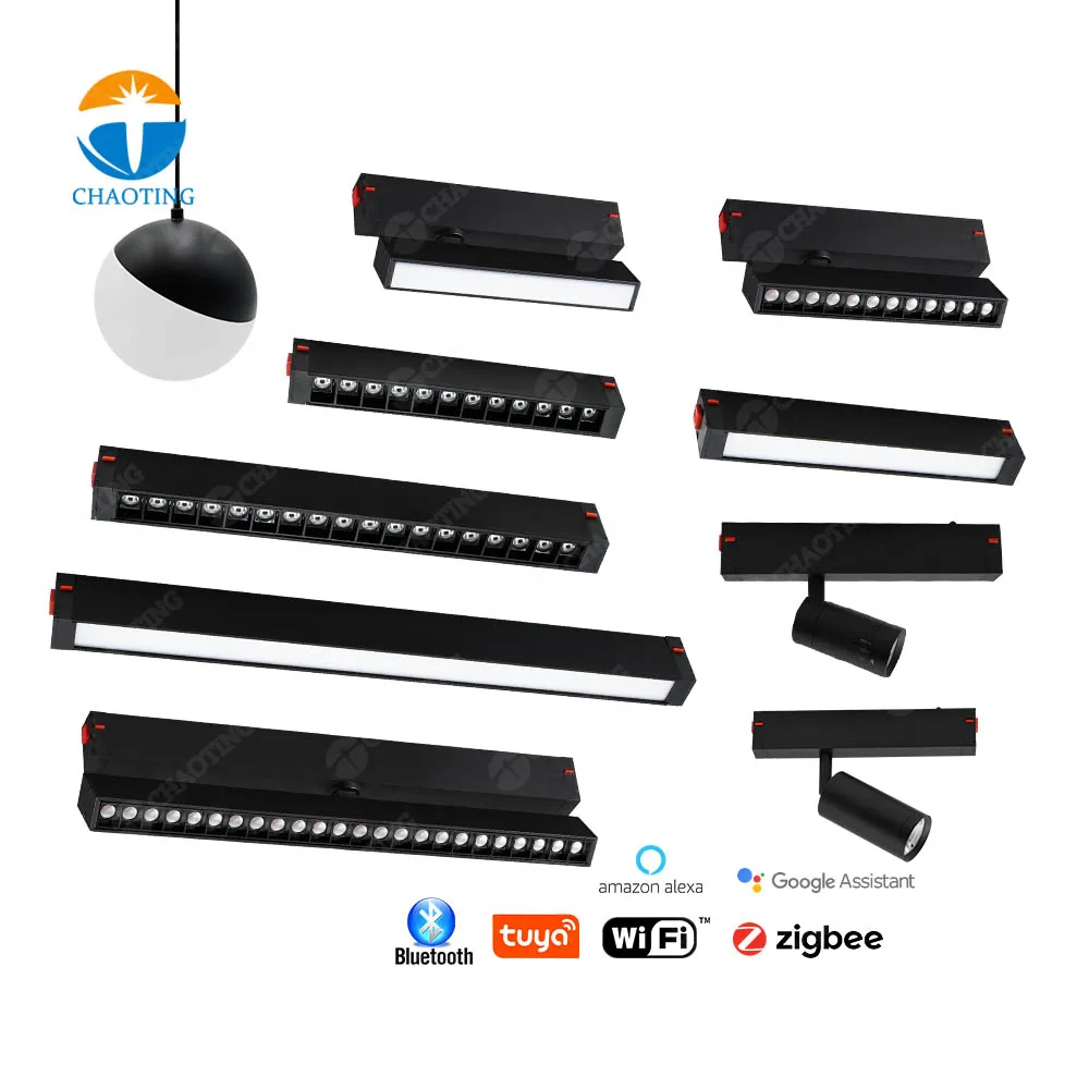 New Design DC90-265V Linear Spotlight Surface Recessed Pendant Magnet Track Light Magnetic Track Light System LED Track Light