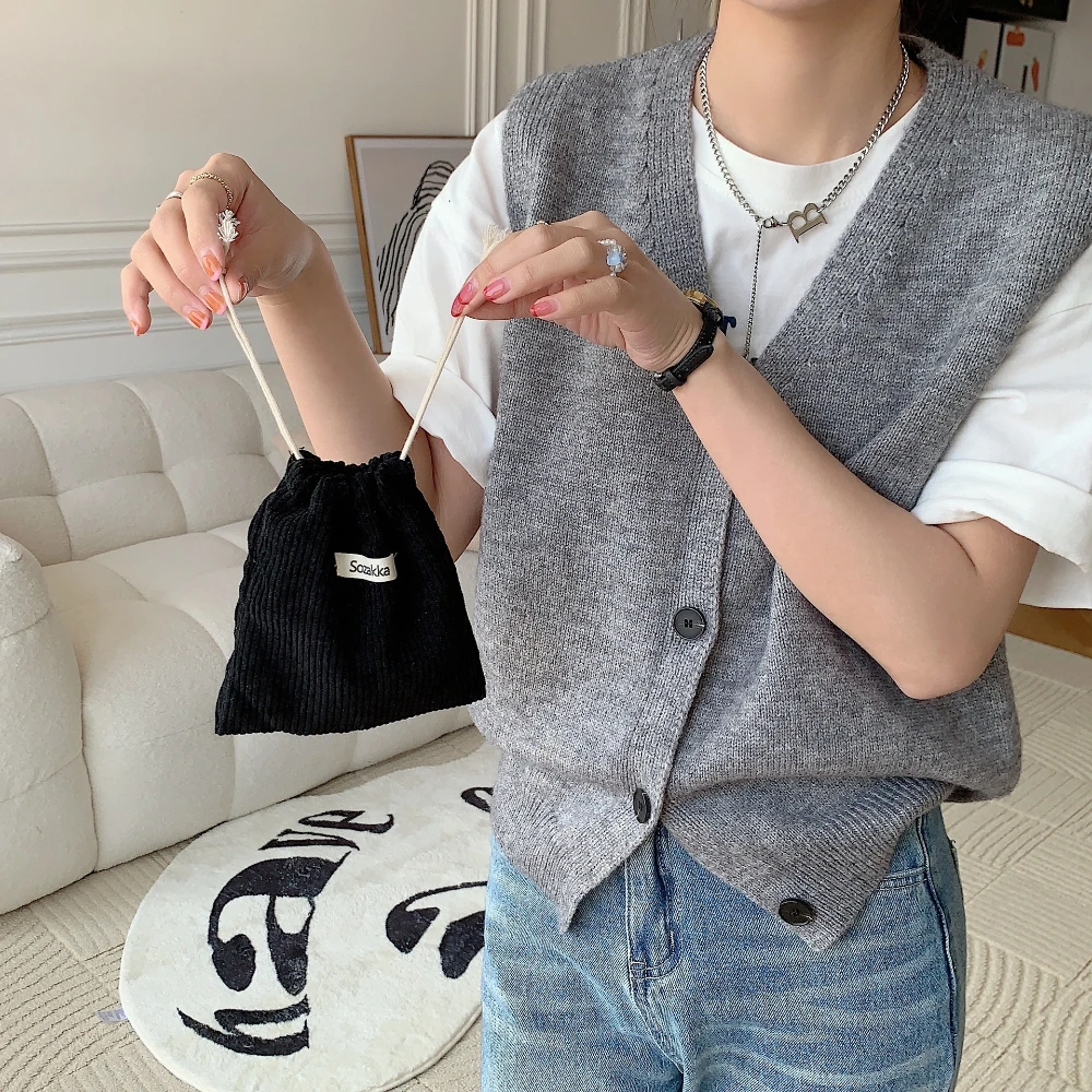 حقيبة برباط مضلعة أحادية اللون ، كيس تعبئة ، حلوى ، مجوهرات ، مستحضرات تجميل ، عملات معدنية ، مفاتيح ، هدايا عيد الميلاد ، حقيبة تخزين #5