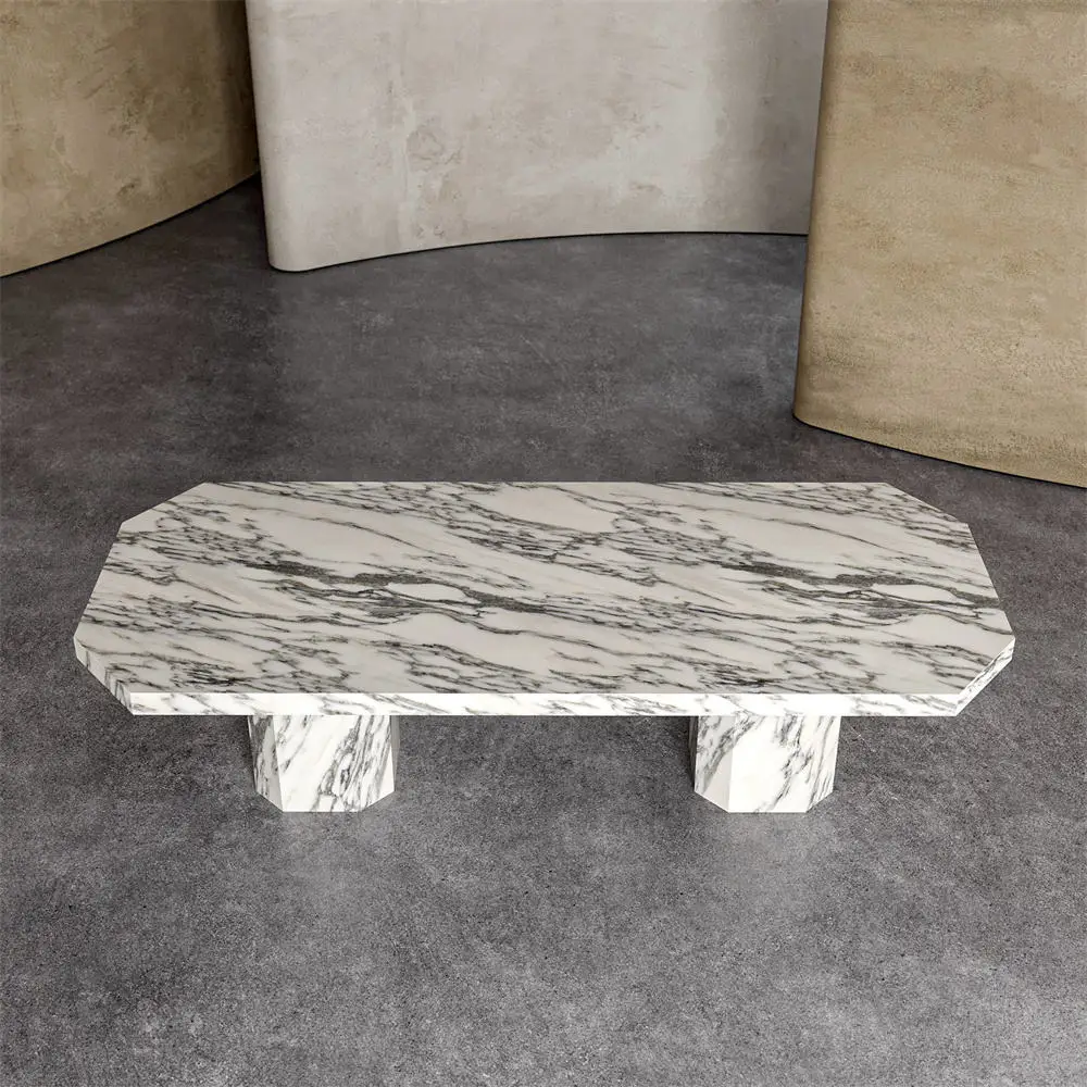 Modern Customized Arabescato White Marble Dining Table For Sale