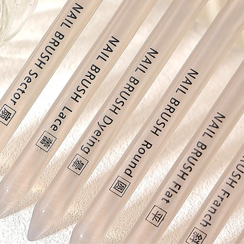 1/12PCS Nail Art Brush Acrylic Handle Liner Drawing UV Gel Pen French Brushes Half Moon Shape Gradient Manicure Tool