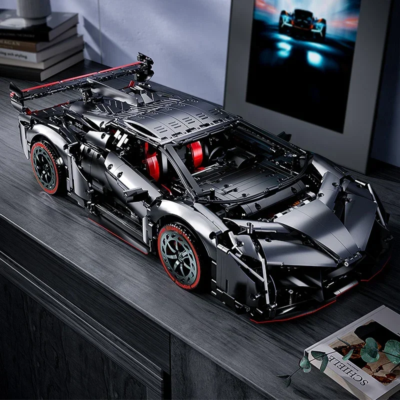 3711PCS MOC Alloy Lambo Poison Super Sports Technical Car Toys Roadster Model Building Blocks Brick Toys for Children Boys Gift